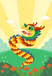 端午节龙抬头踏青节日插画