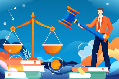 世界知识产权日法律保护安全审判权力插画