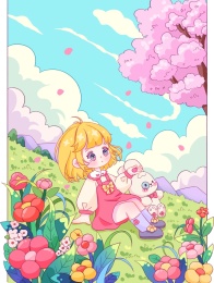 坐在草地上的女孩