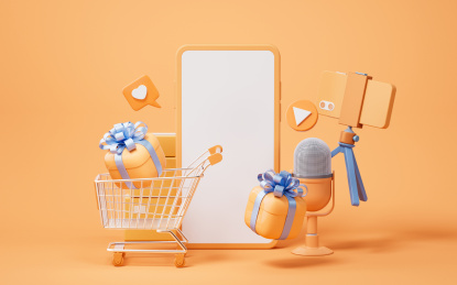 网络直播购物与礼物3D渲染