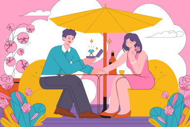 情侣表白求婚矢量插画