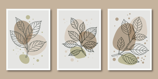 矢量茶树叶壁纸装饰画框自然小清新