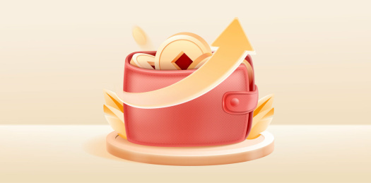 卡通钱包金融收益理财矢量插画