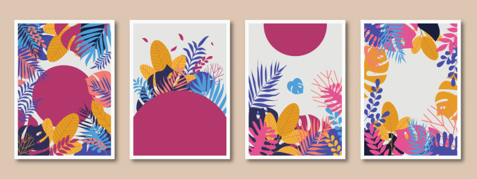 多彩叶片边框装饰场景