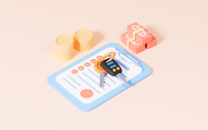 汽车抵押租赁买卖概念图3D渲染