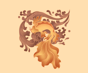 中国风鲤鱼海水图案