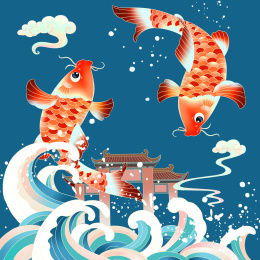 两条鲤鱼跳龙门