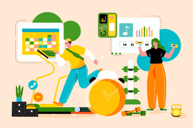 运动跑步矢量插画