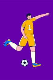 男生踢足球体育运动会比赛插画