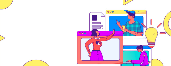 商务工作的人物扁平矢量概念运营手绘插画