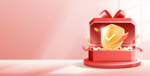 红色礼盒安全盾牌