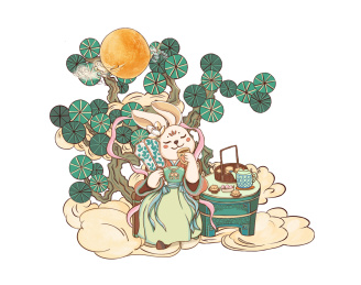 兔年中秋节插画