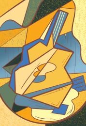 抽象装饰画音乐立体派吉他