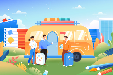 开学季学生矢量插画