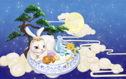 中秋节可爱的玉兔仙子
