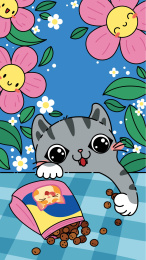 伸手抓猫粮的猫