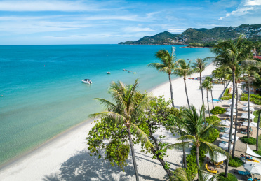 泰国苏梅岛查汶海滩海岸线海滨自然风光航拍