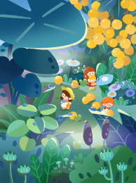 儿童插画-节气-白露-小人国系列