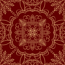 红金色传统纹样线稿