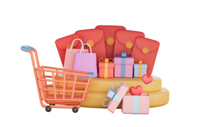 3d渲染红包礼盒插画