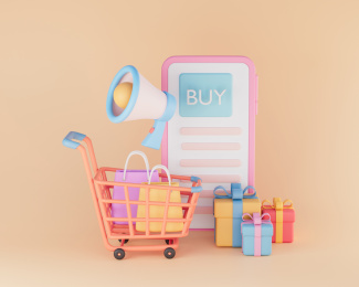 3d渲染购物主题插画
