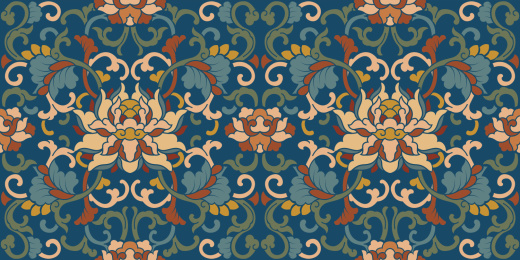 四方连续无缝复古花纹背景