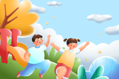 儿童春游矢量插画