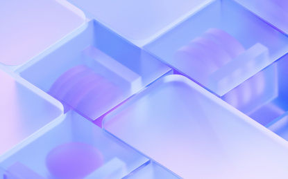 抽象透明玻璃几何体背景3D渲染