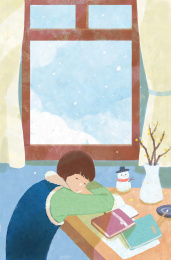 立冬小雪冬天下雪手绘插画