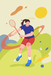 扁平风羽毛球运动员比赛训练