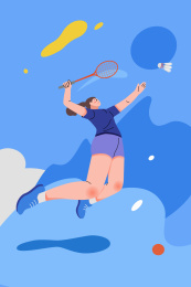 扁平风羽毛球运动员比赛训练