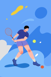 扁平潮流网球运动比赛画面