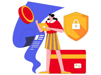 网购支付安全人物扁平矢量概念运营手绘插画