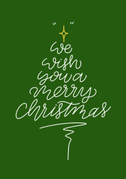 圣诞英文手写圣诞树贺卡