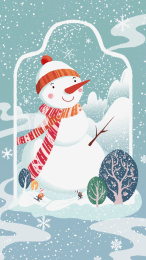冬天雪人创意插画