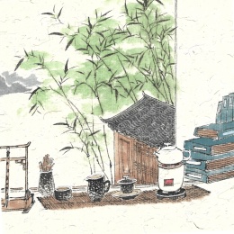 手绘中国风围炉煮茶插画二十四节气大暑