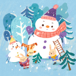 大雪儿童手绘插画
