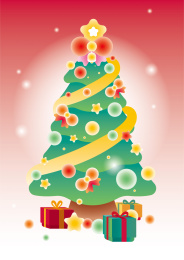 圣诞节日快乐之雪中圣诞树礼物矢量插画海报