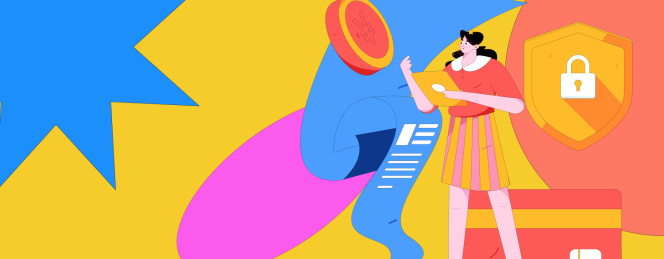 网购支付安全人物扁平矢量概念运营手绘插画