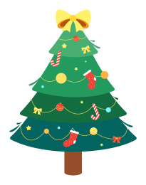 矢量扁平风卡通圣诞树
