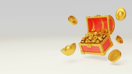 传统奖励宝箱发财新年金币金元宝3D