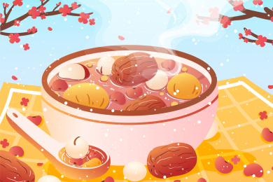 中国传统节日腊八节美食腊八粥矢量插画