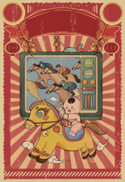 中国传统节日春节马年红包复古原创插画