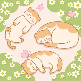 可爱橘色猫咪贴纸