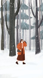 走在冬天的大雪中