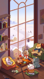 冬天雪景室内温暖欢乐聚会团圆