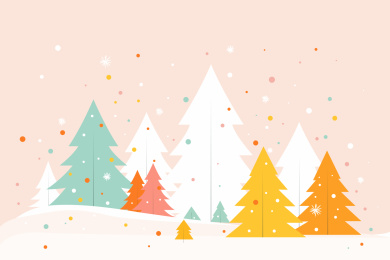 冬日暖阳小森林矢量插画