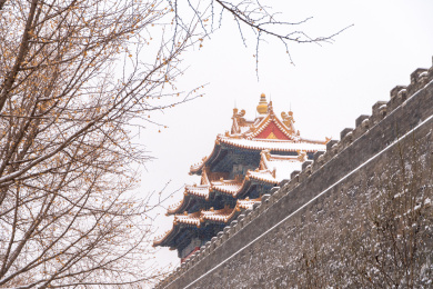 大雪中的中式建筑 北京故宫