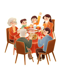 新年团圆饭年夜饭插画