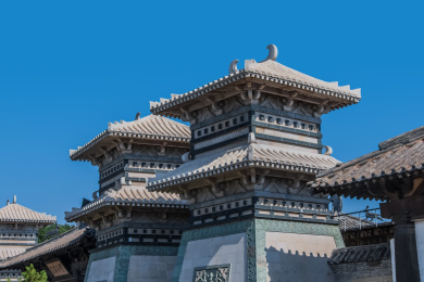 中国山西省大同市云冈石窟云冈阙门园林建筑